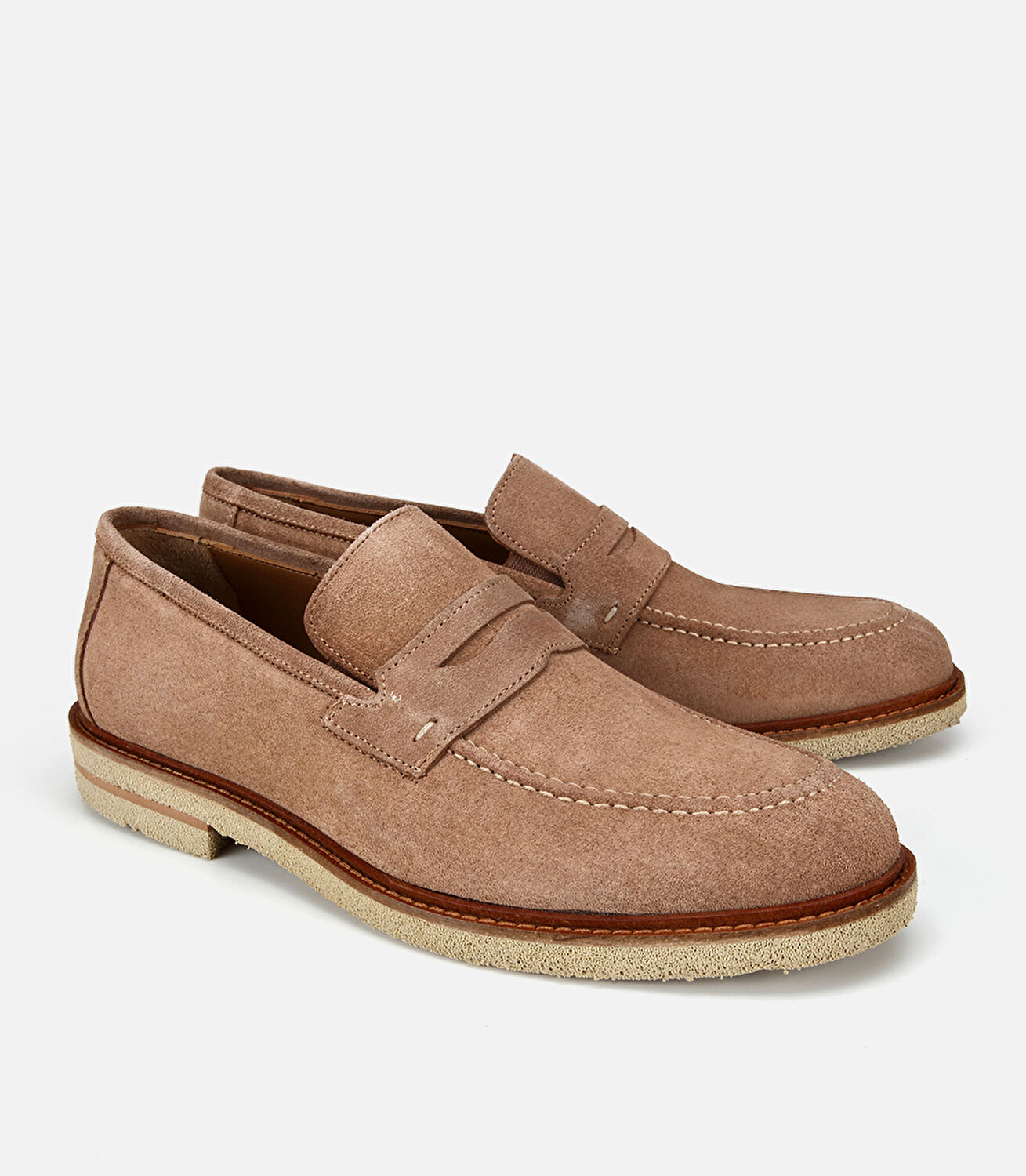 Erkek Süet Deri Bej Klasik Loafer