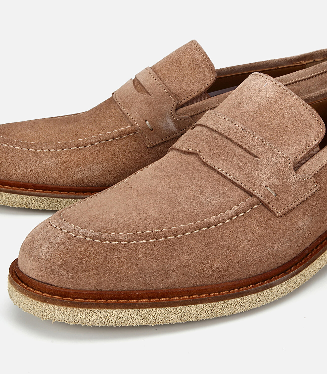Erkek Süet Deri Bej Klasik Loafer