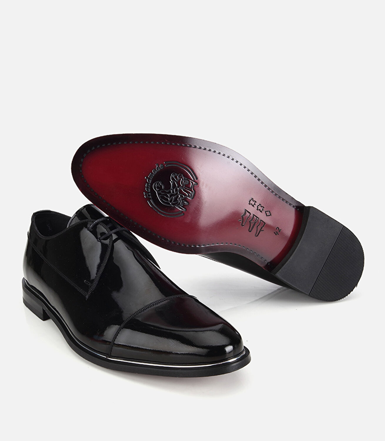 Erkek Rugan Deri Siyah Metal Detaylı Klasik Ayakkabı