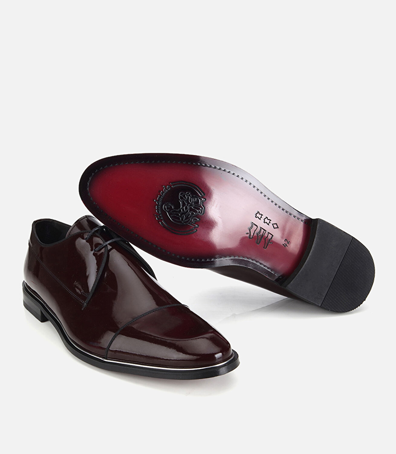 Erkek Rugan Deri Bordo Metal Detaylı Klasik Ayakkabı