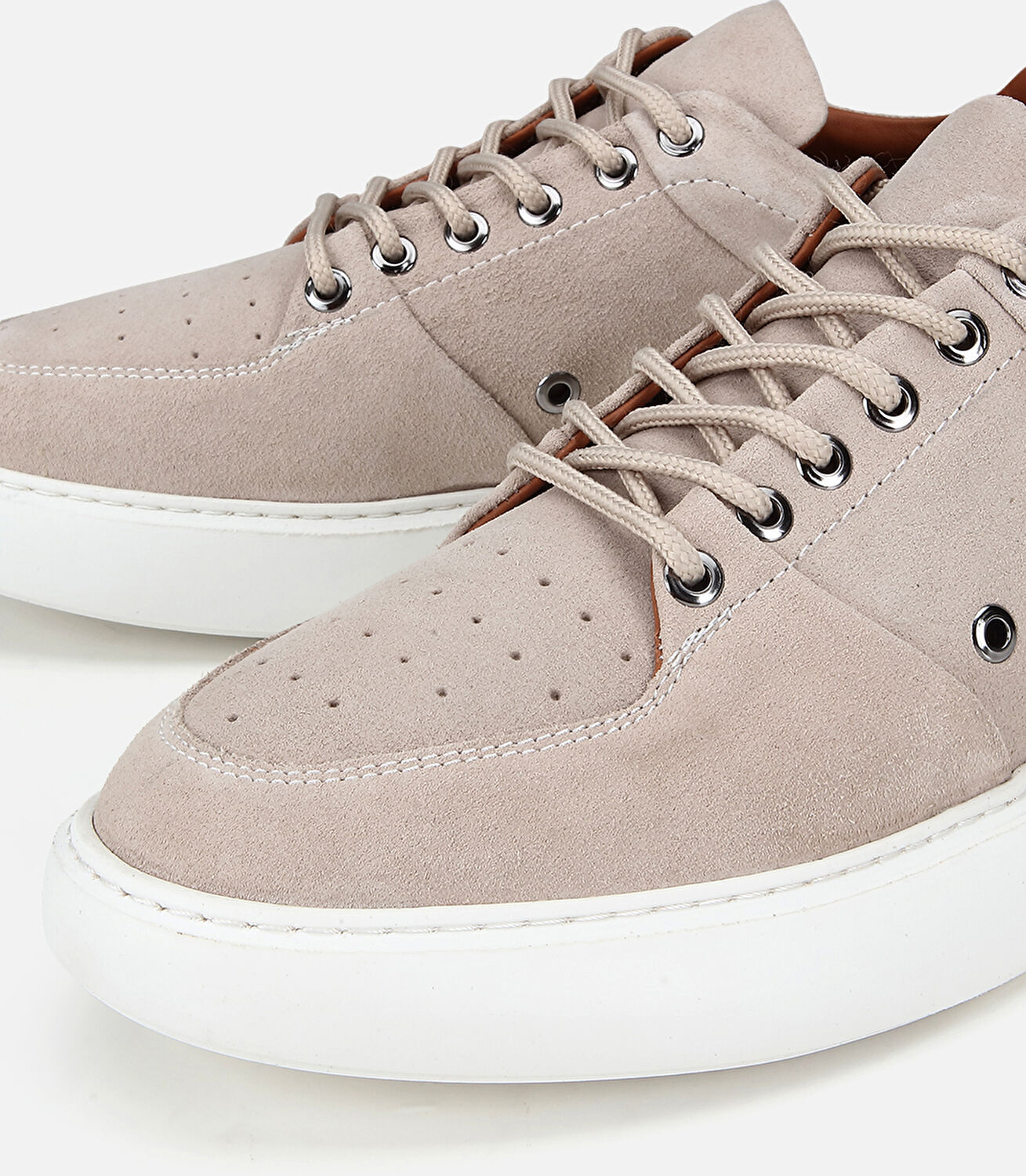 Erkek Süet Deri Bej Delikli Günlük Ayakkabı