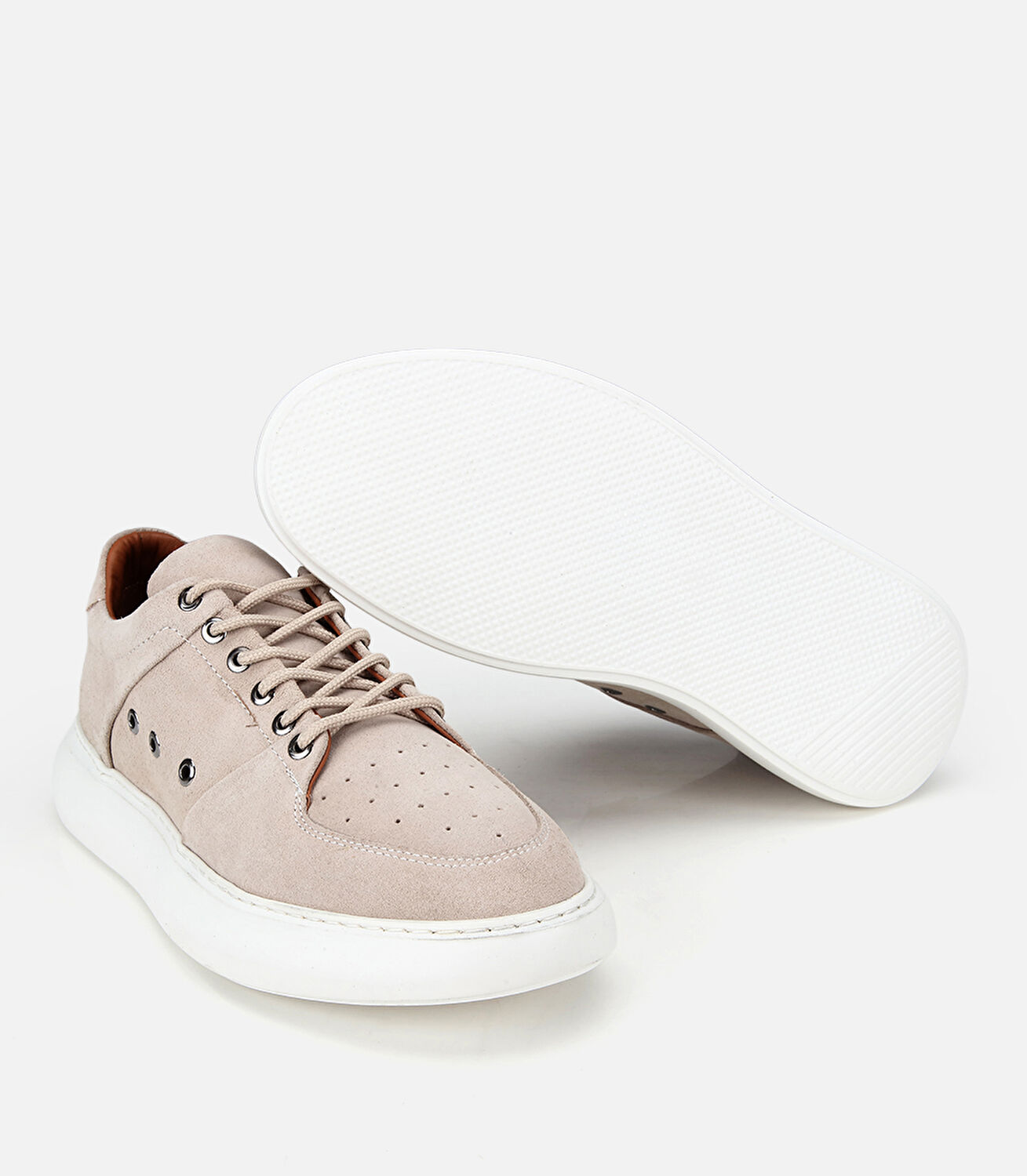 Erkek Süet Deri Bej Delikli Günlük Ayakkabı
