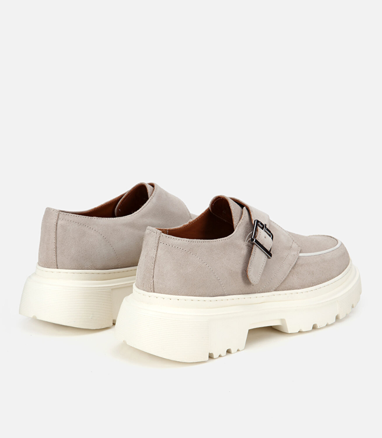 Erkek Süet Deri Bej Toka Detaylı Kalın Tabanlı Günlük Ayakkabı