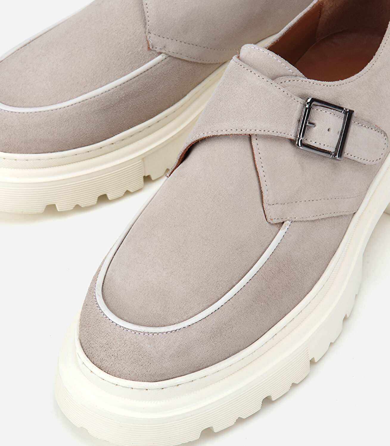 Erkek Süet Deri Bej Toka Detaylı Kalın Tabanlı Günlük Ayakkabı