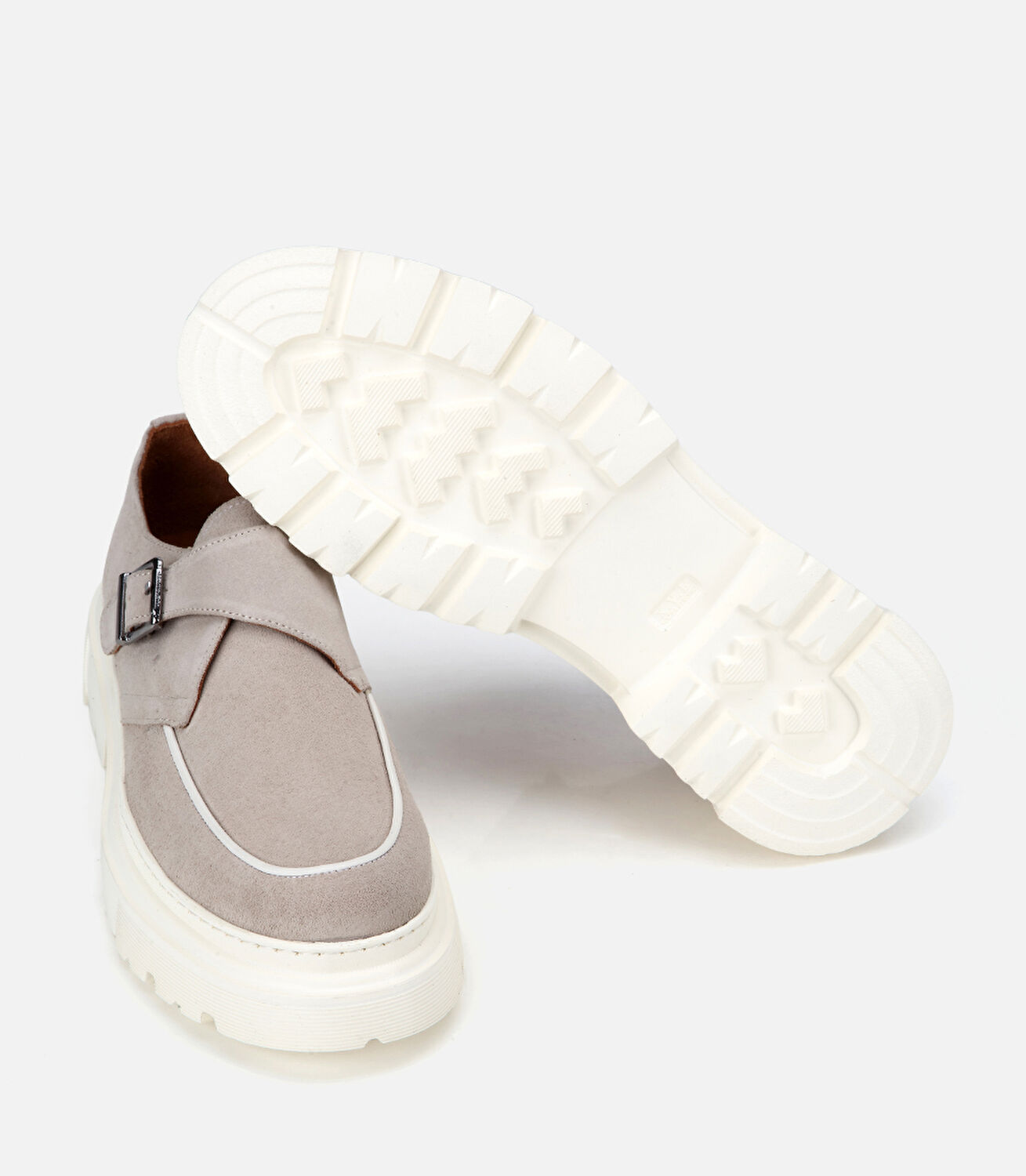 Erkek Süet Deri Bej Toka Detaylı Kalın Tabanlı Günlük Ayakkabı