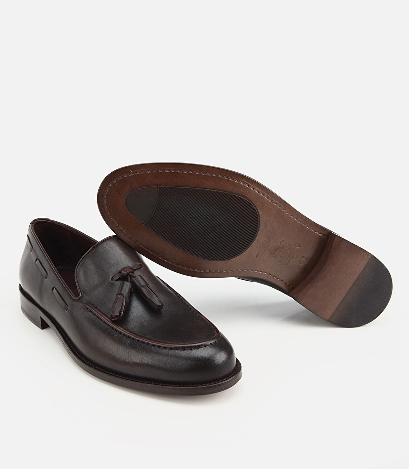 Erkek Deri Kahverengi Püskül Detaylı Klasik Loafer
