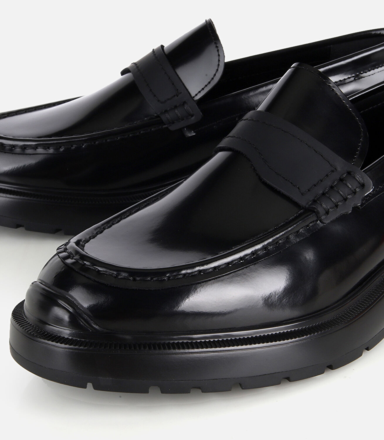 Erkek Rugan Deri Siyah Burun Detaylı Klasik Loafer
