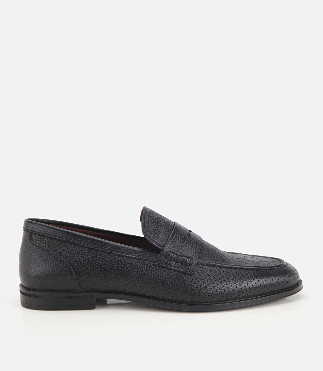 Erkek Deri Siyah Yumuşak Dokulu Baskılı Klasik Loafer