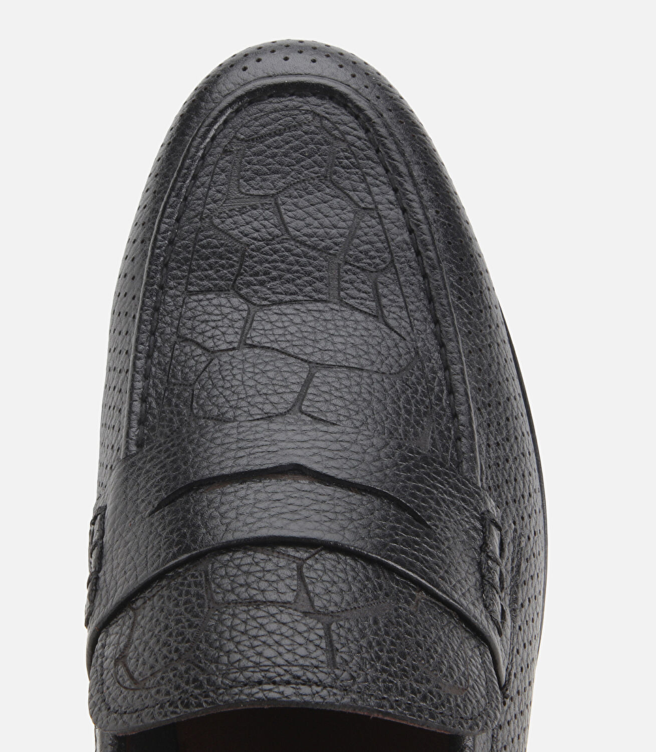 Erkek Deri Siyah Yumuşak Dokulu Baskılı Klasik Loafer