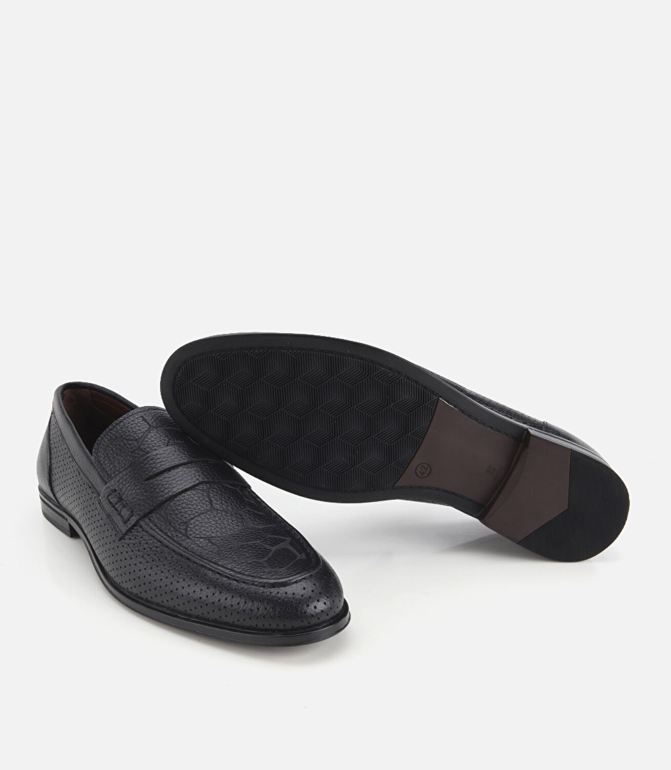 Erkek Deri Siyah Yumuşak Dokulu Baskılı Klasik Loafer