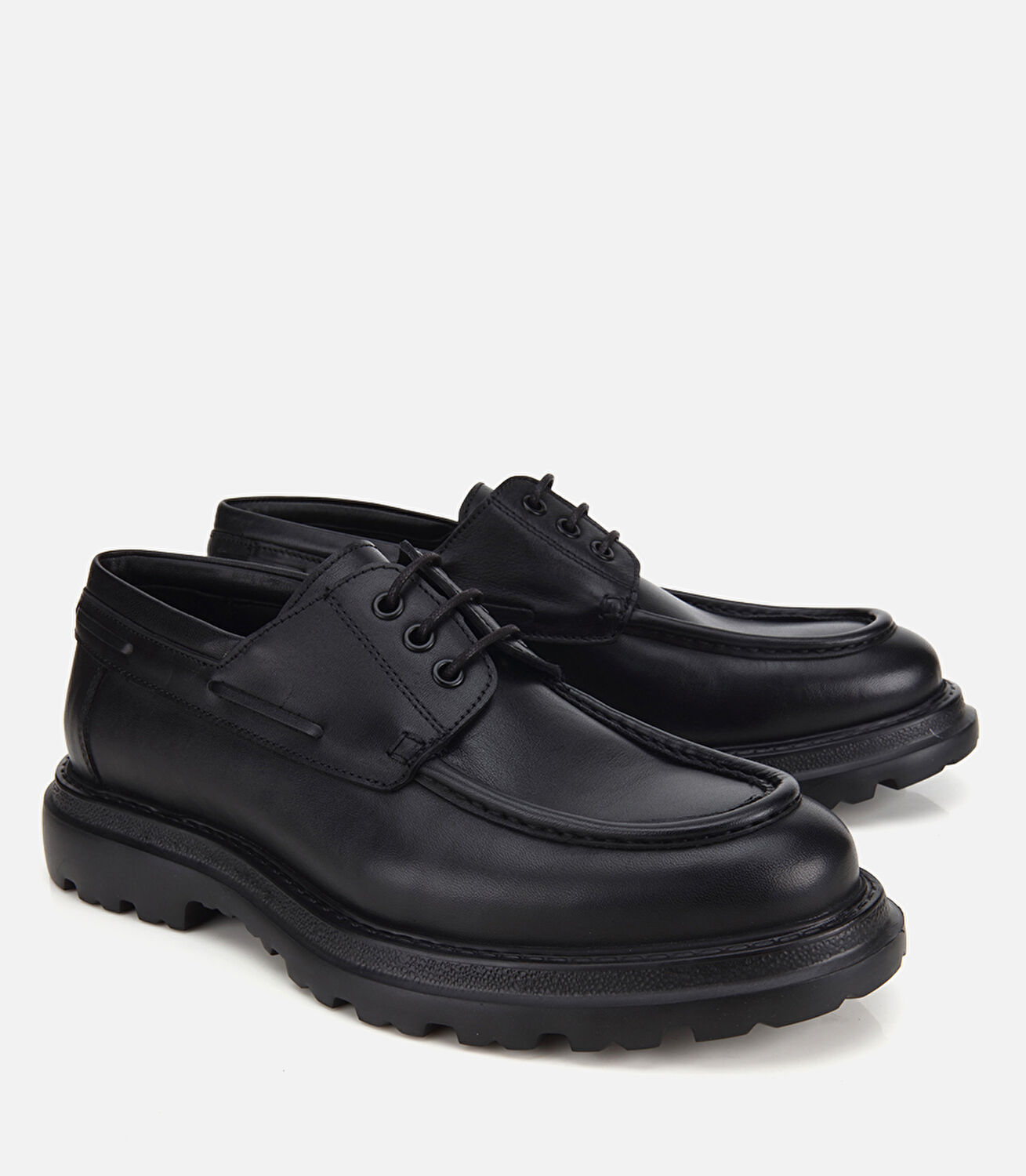 Erkek Deri Siyah Bağcık Detaylı Klasik Loafer