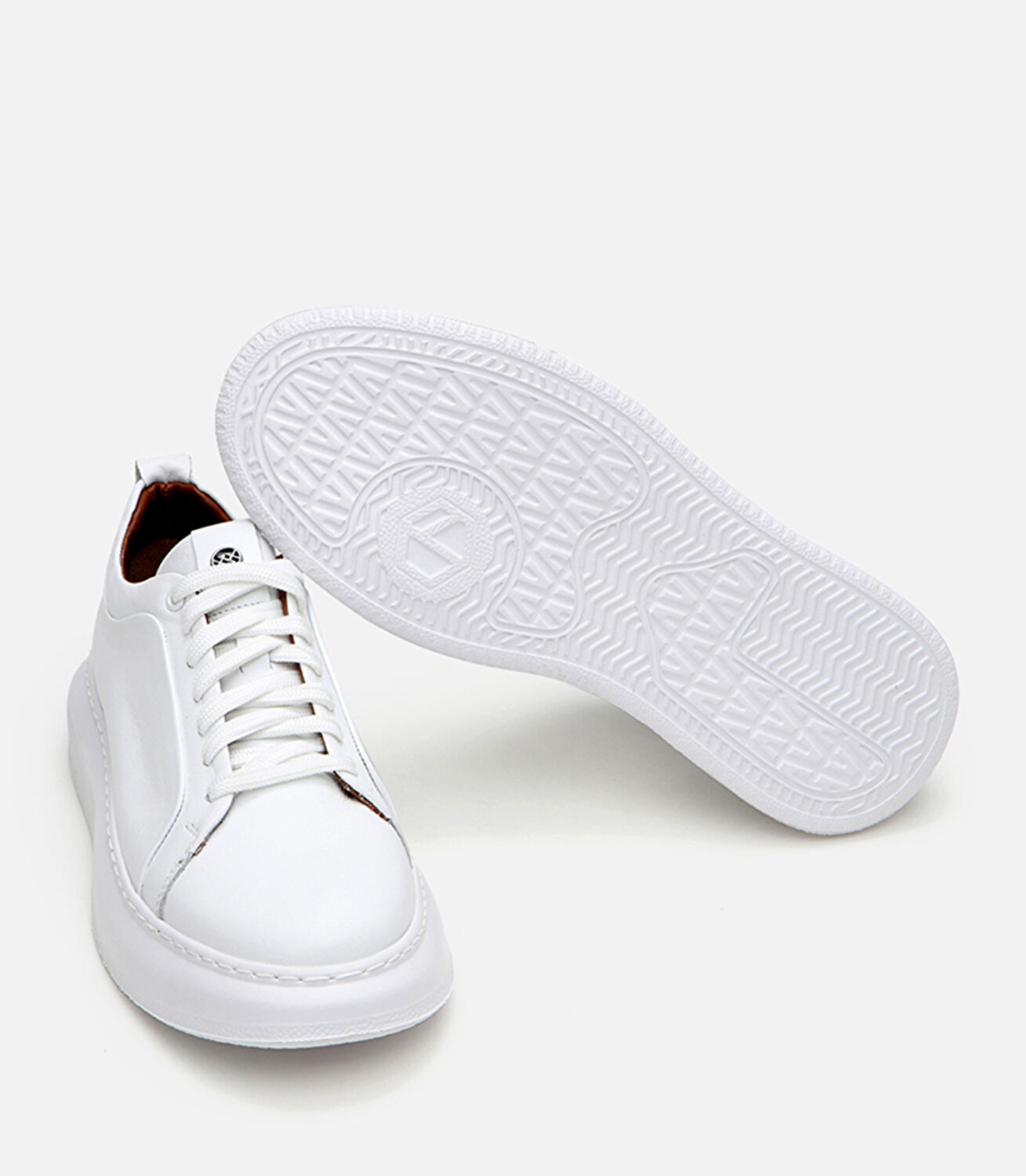 Erkek Deri Beyaz Hafif Tabanlı Spor Ayakkabı