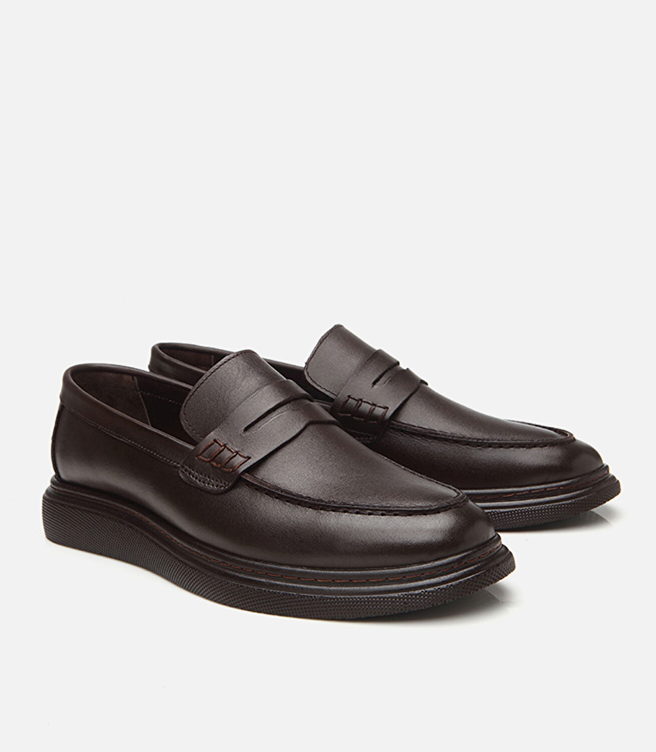 Erkek Deri Kahverengi Hafif Tabanlı Klasik Loafer