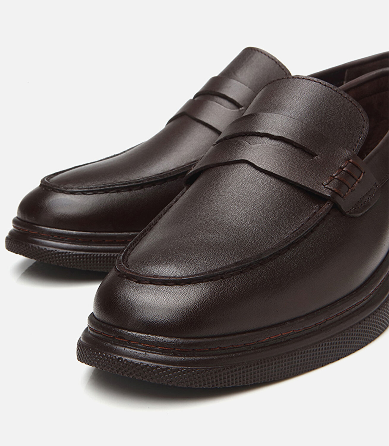 Erkek Deri Kahverengi Hafif Tabanlı Klasik Loafer