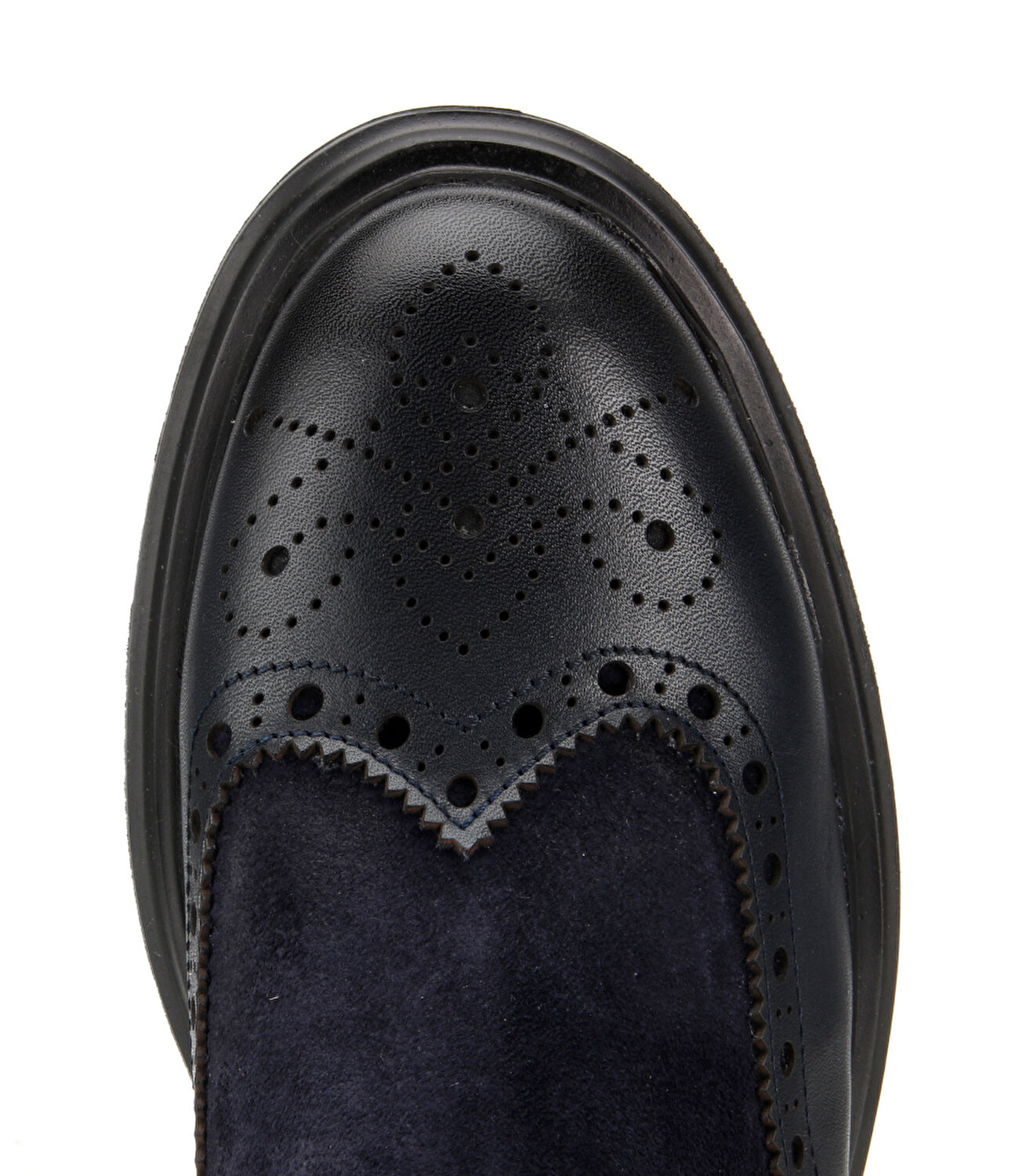 Erkek Süet Deri Lacivert Lastik Detaylı İşlemeli Chelsea Bot