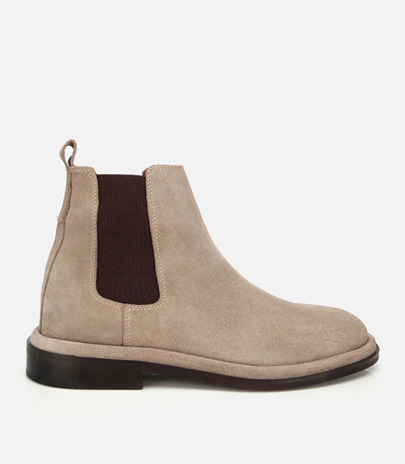 Erkek Süet Deri Bej Lastik Detaylı Chelsea Bot
