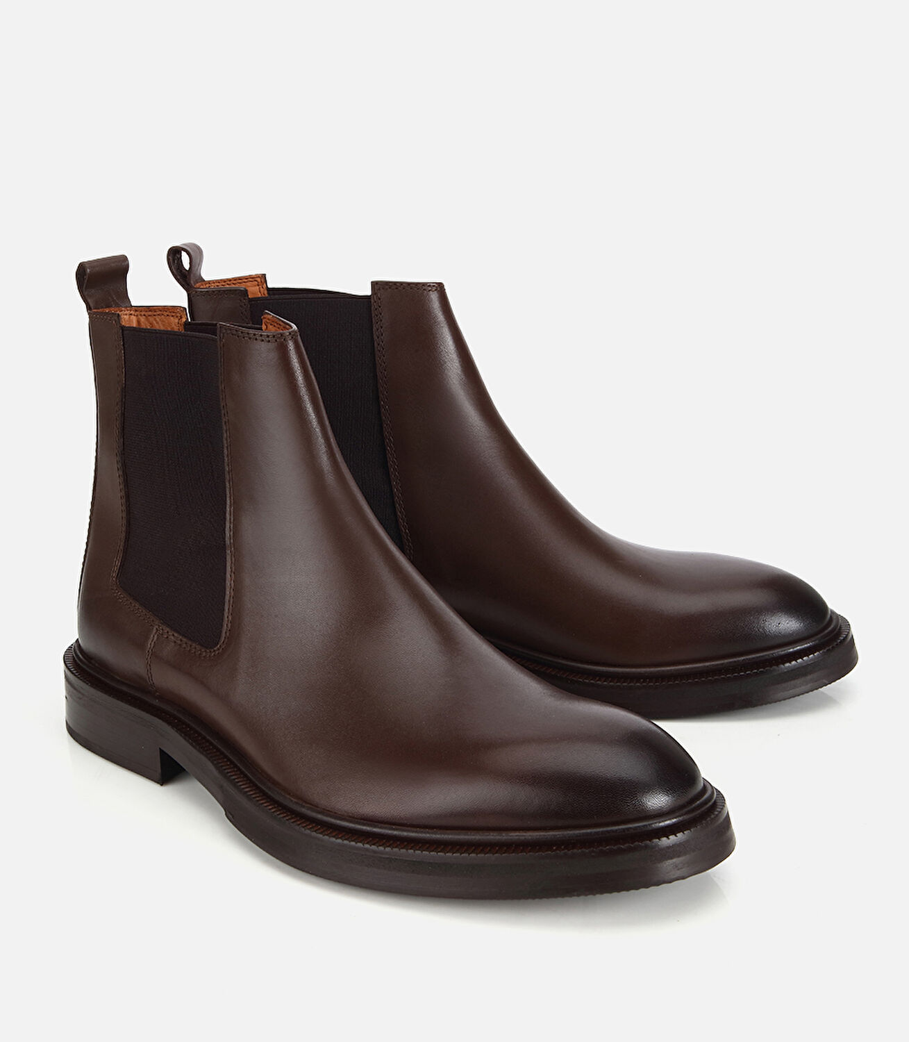 Erkek Deri Kahverengi Lastik Detaylı Chelsea Bot