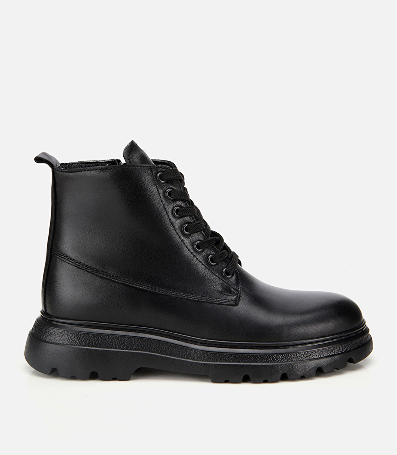 Erkek Deri Siyah Fermuarlı Yüksek Tabanlı Casual Bot