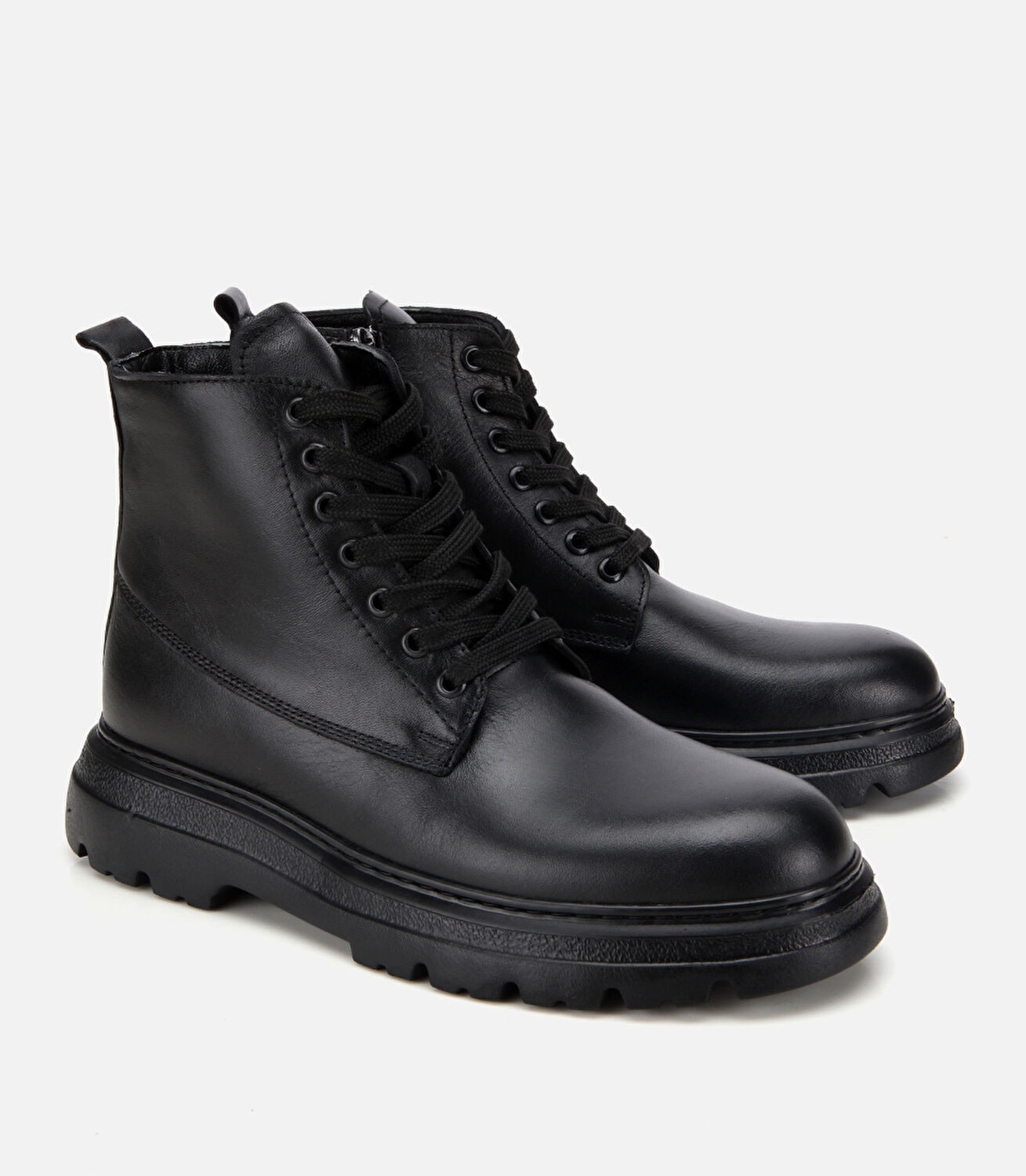 Erkek Deri Siyah Fermuarlı Yüksek Tabanlı Casual Bot