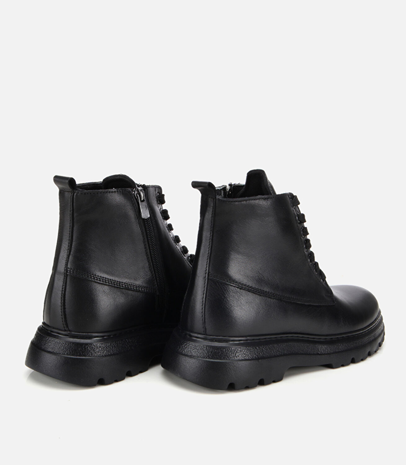Erkek Deri Siyah Fermuarlı Yüksek Tabanlı Casual Bot