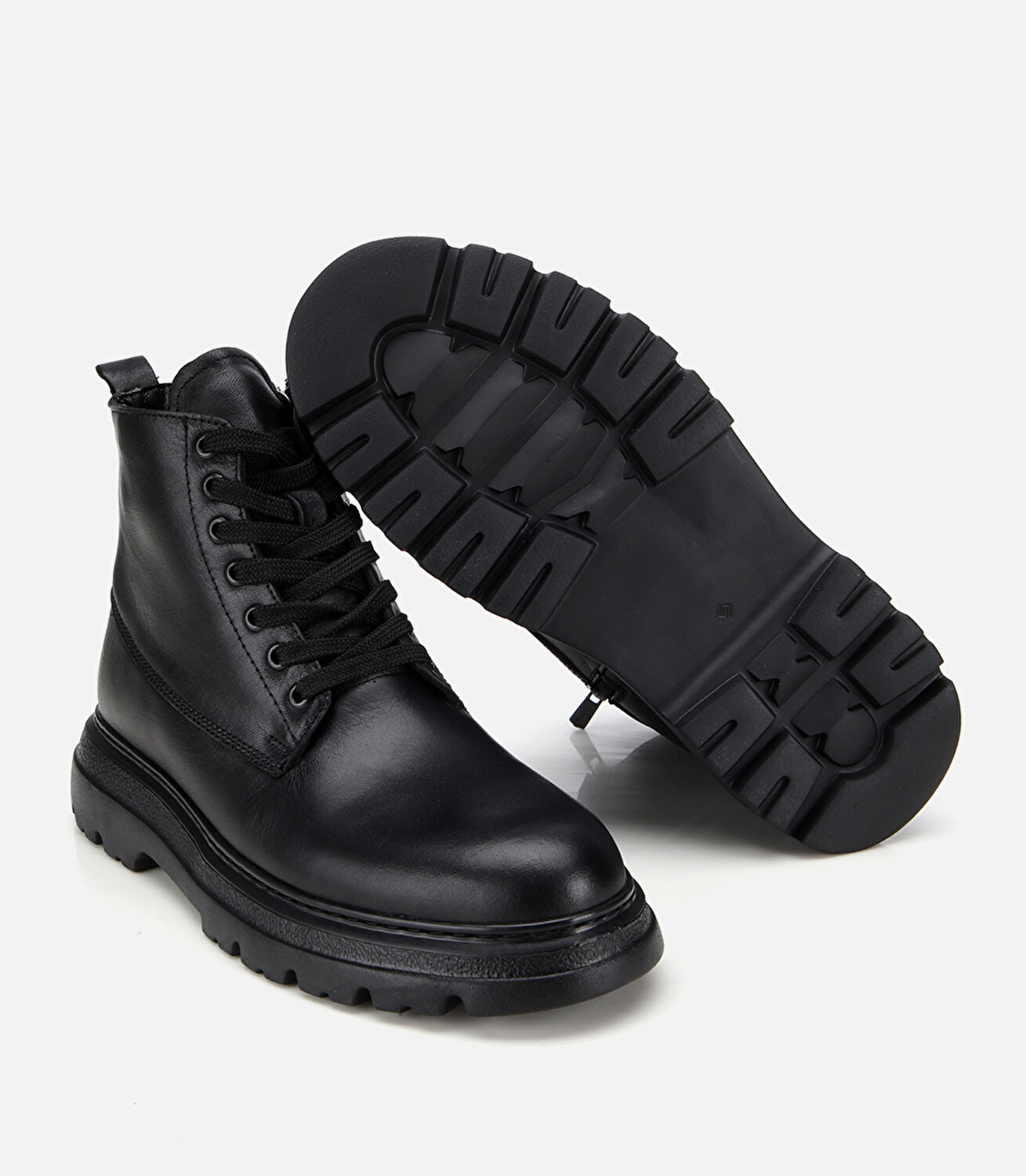 Erkek Deri Siyah Fermuarlı Yüksek Tabanlı Casual Bot