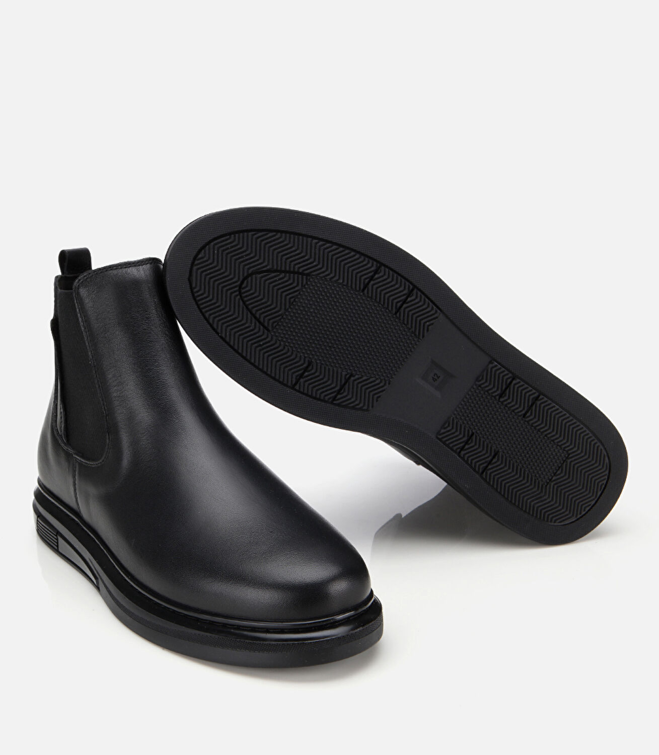 Erkek Deri Siyah Lastik Detaylı Comfort Chealsea Bot