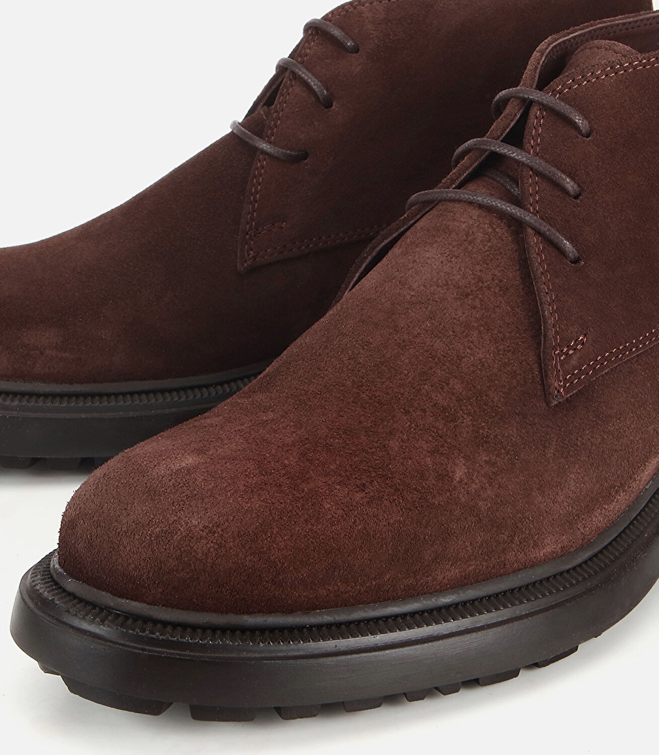 Erkek Süet Deri Kahverengi Bağcık Detaylı Klasik Bot