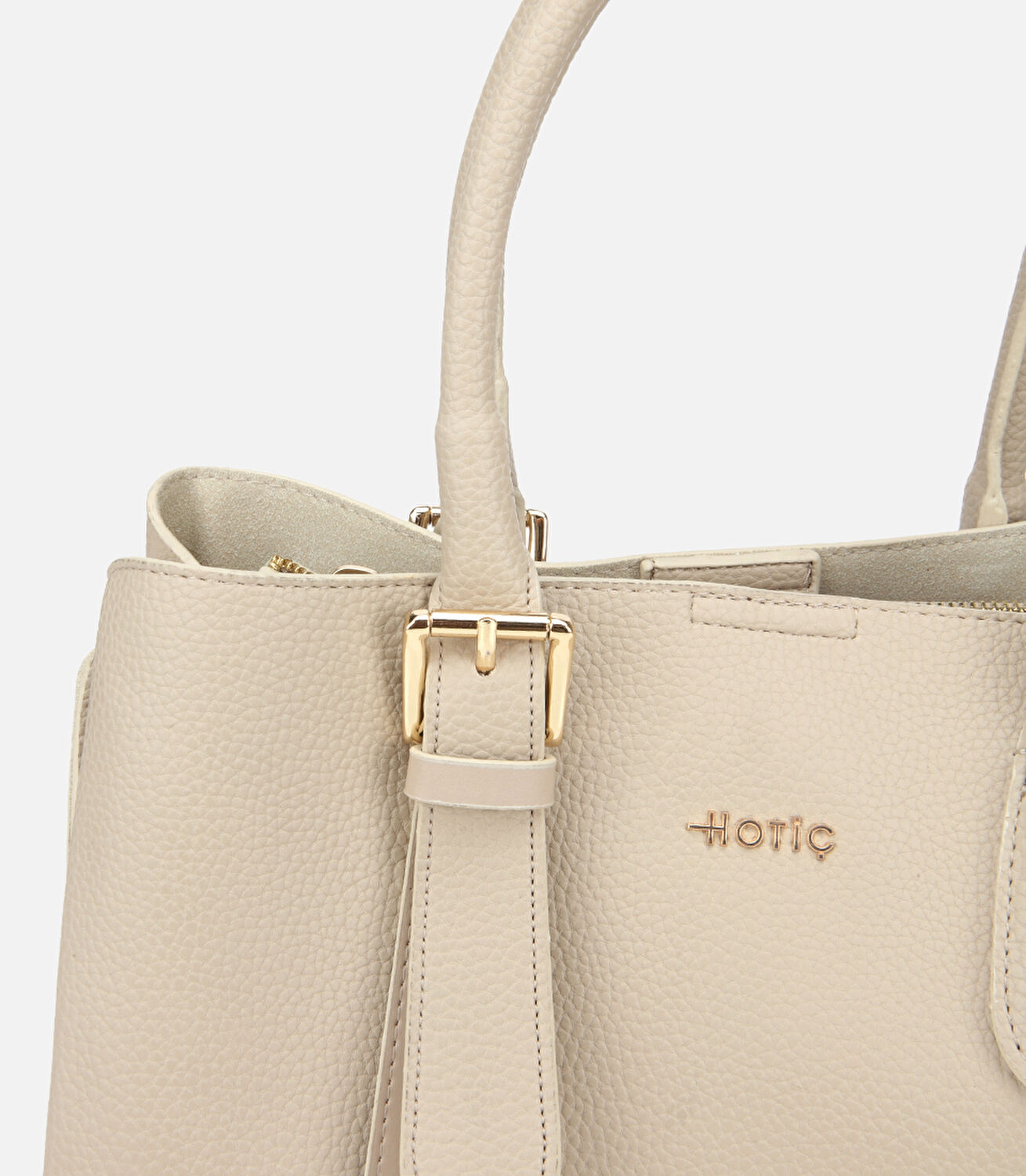 Kadın Bej Kemer Detaylı Omuz Çantası