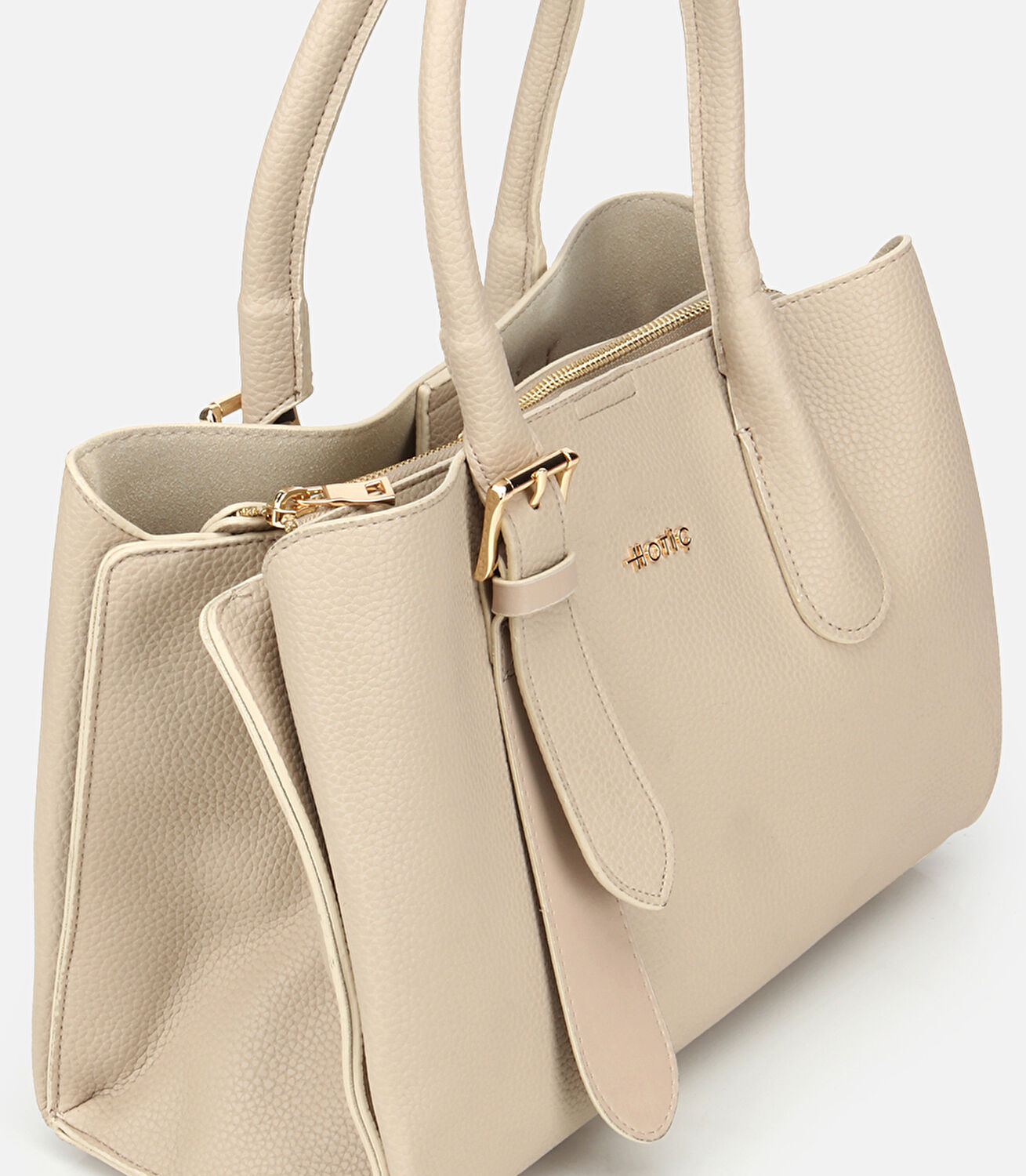 Kadın Bej Kemer Detaylı Omuz Çantası