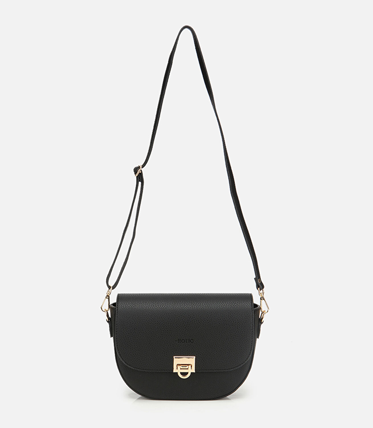 Kadın Siyah Gold Kilit Detaylı Omuz Çantası