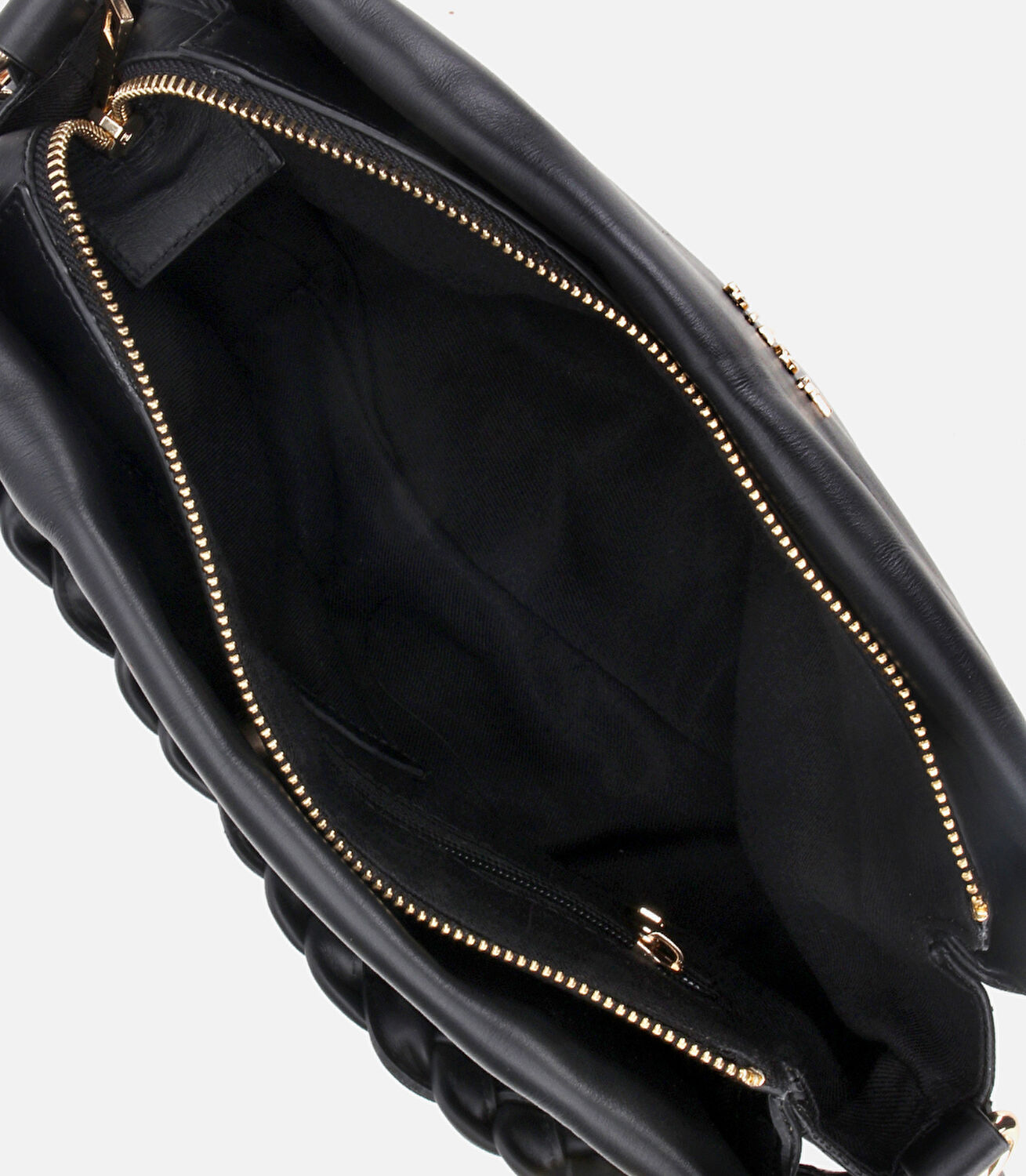 Kadın Deri Siyah Yumuşak Dokulu Örgü Askı Detaylı Omuz Çantası