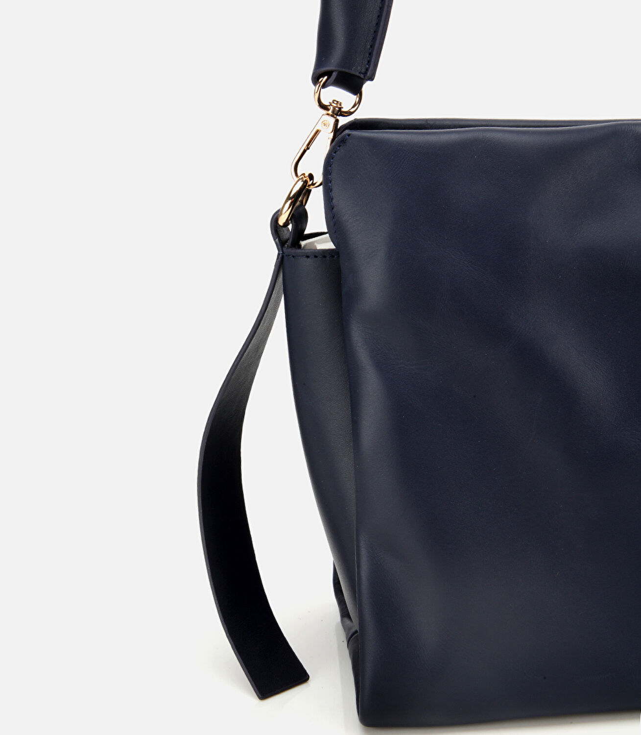 Kadın Deri Lacivert Yumuşak Dokulu Örgü Askı Detaylı Omuz Çantası