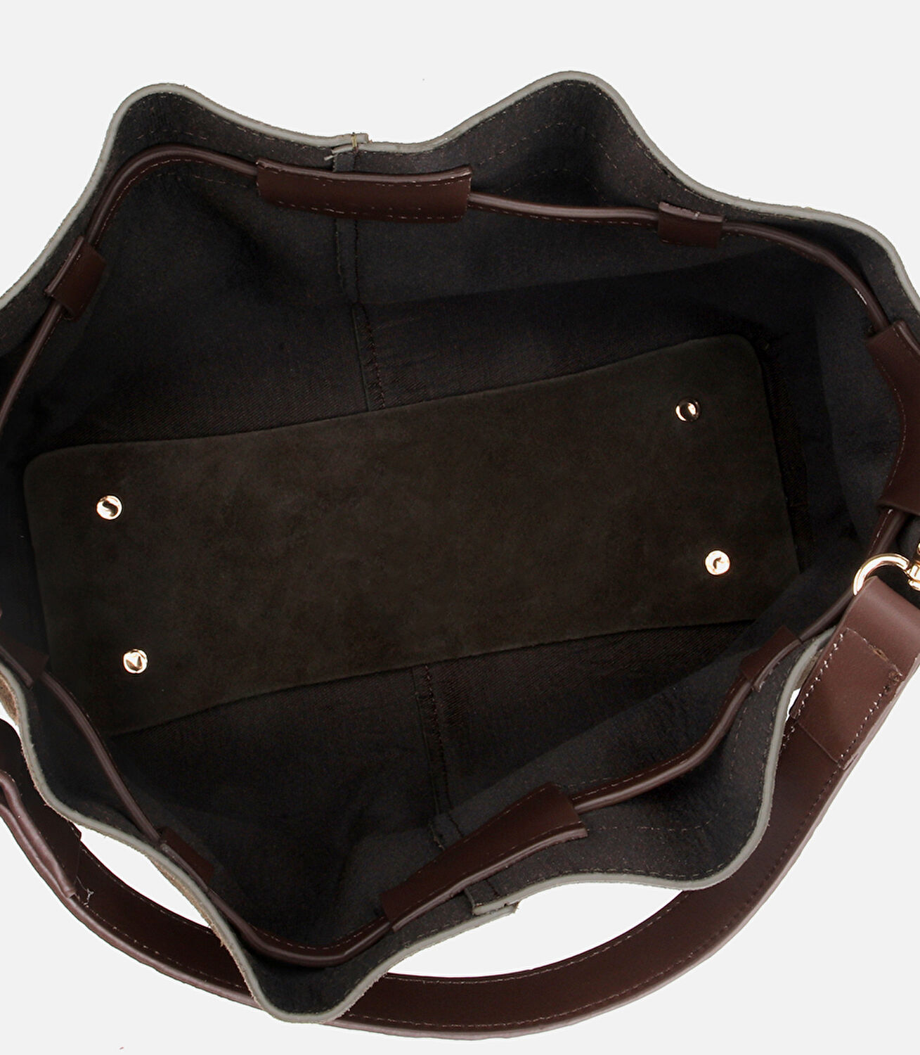 Kadın Süet Deri Haki Bucket Omuz Çantası