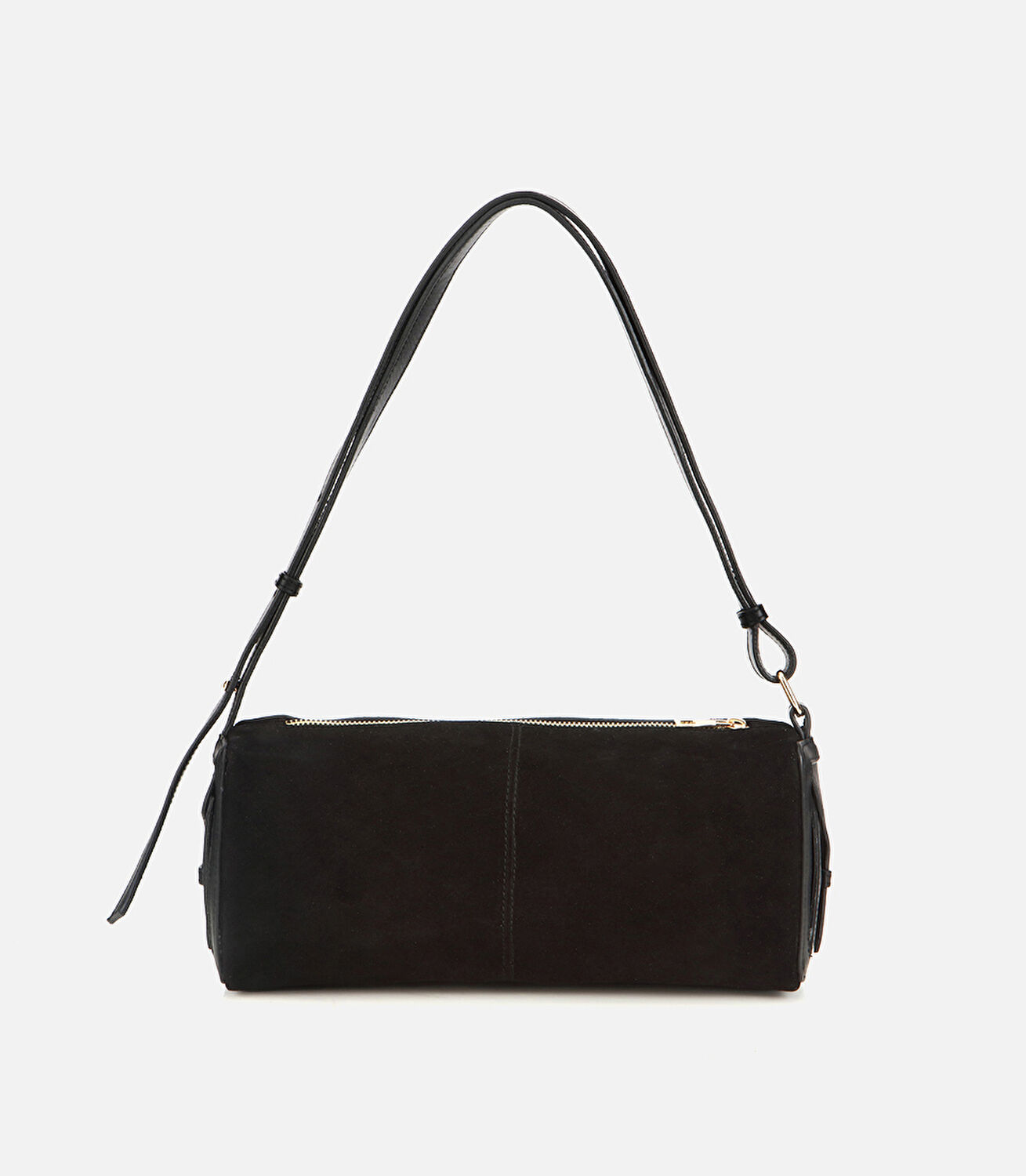 Kadın Süet Deri Siyah Bowling Omuz Çantası