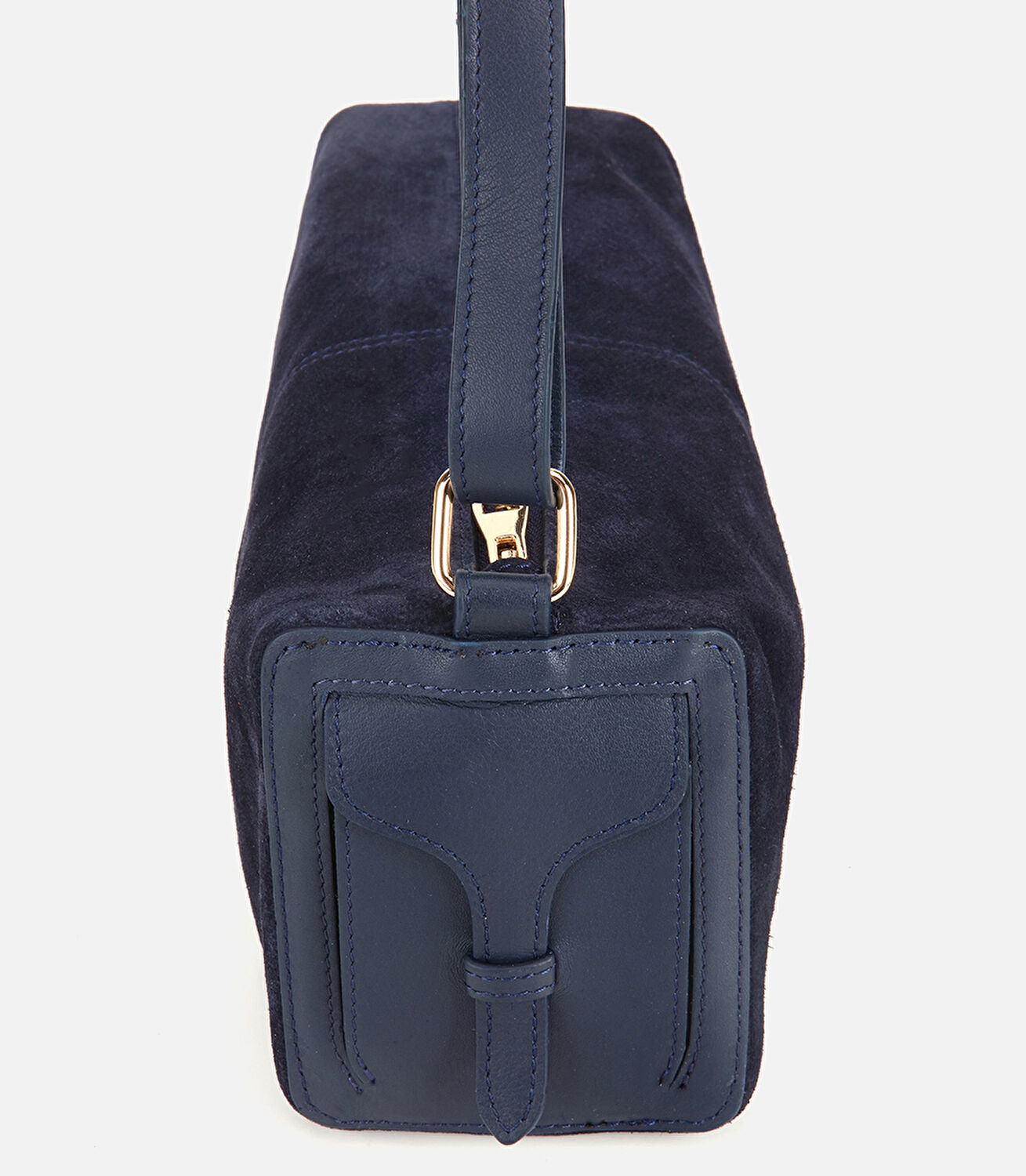 Kadın Süet Deri Lacivert Bowling Omuz Çantası