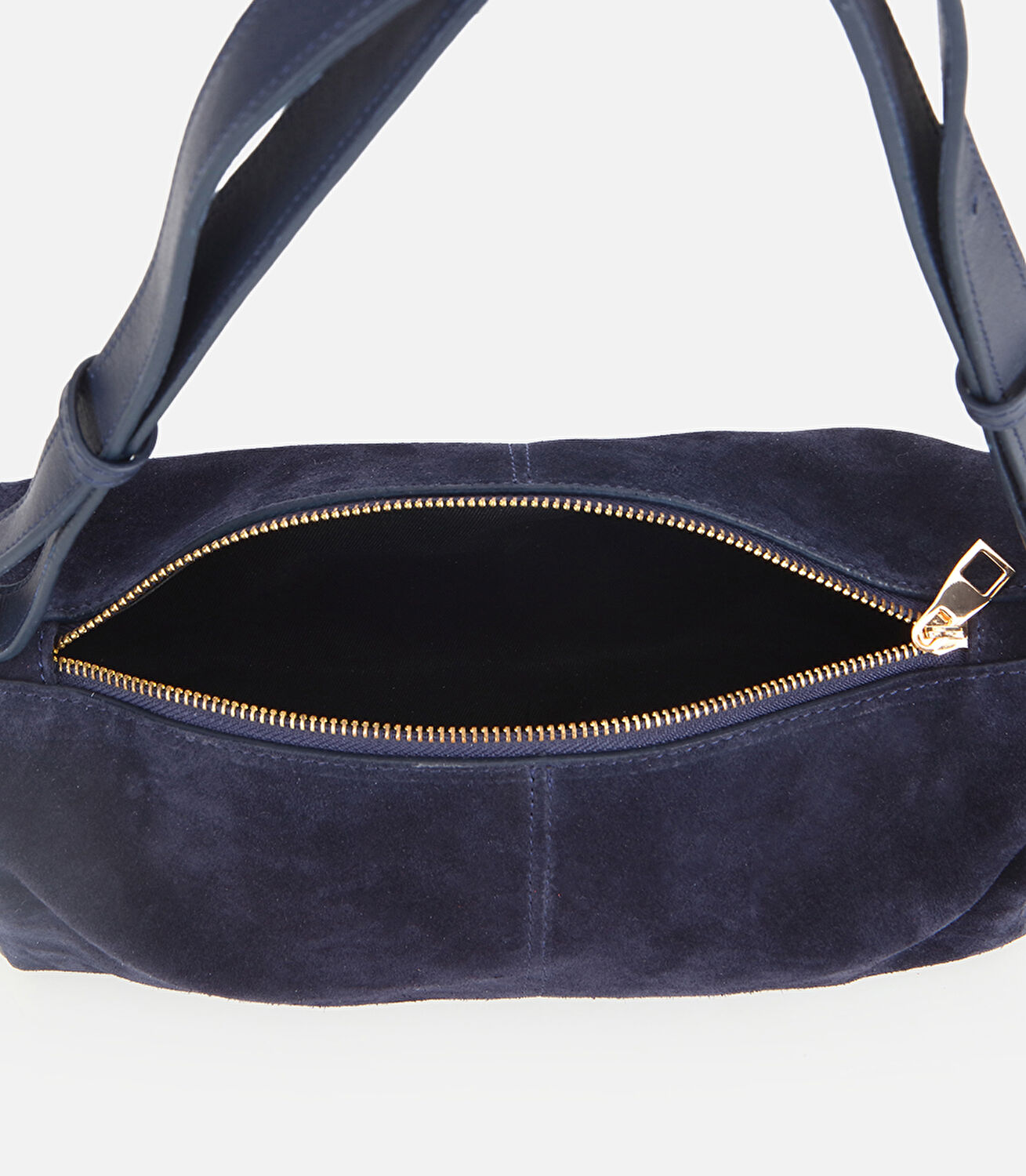 Kadın Süet Deri Lacivert Bowling Omuz Çantası