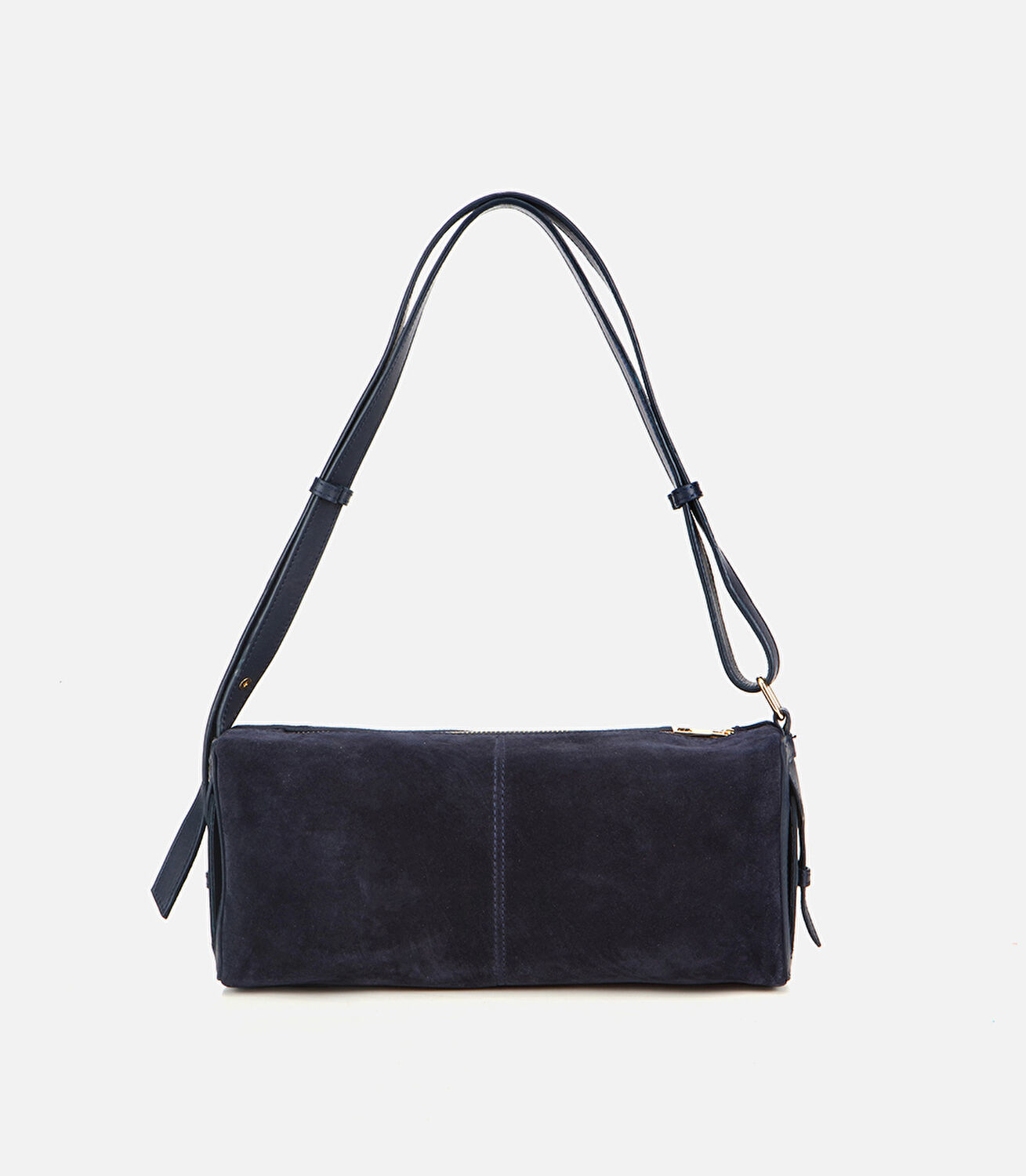 Kadın Süet Deri Lacivert Bowling Omuz Çantası