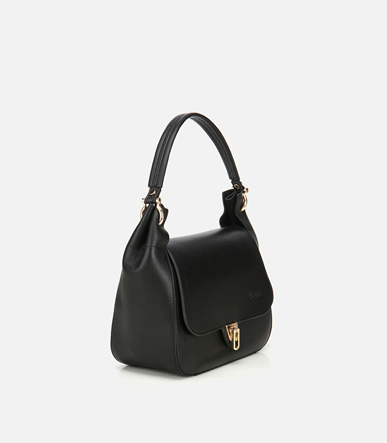 Kadın Deri Siyah Kilit Detaylı Omuz Çantası