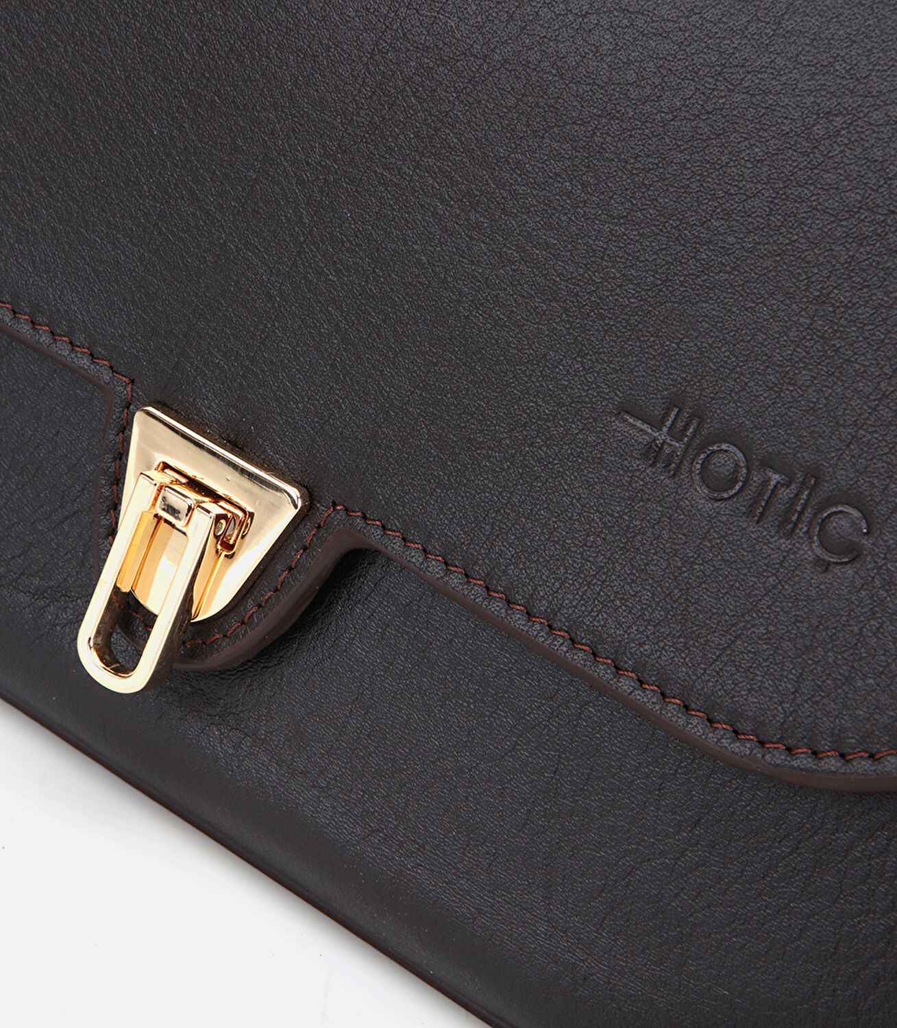 Kadın Deri Kahverengi Kilit Detaylı Omuz Çantası