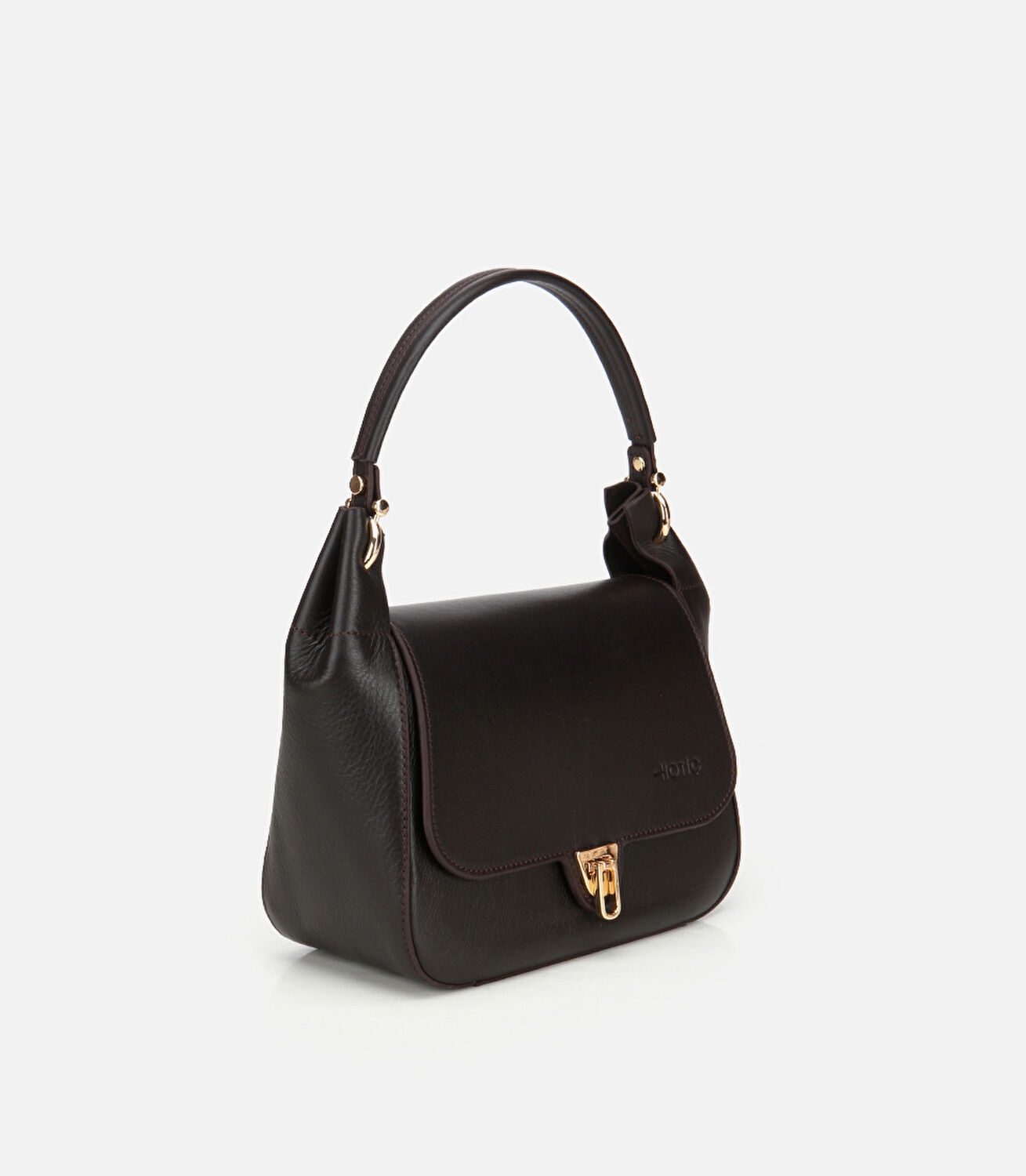 Kadın Deri Kahverengi Kilit Detaylı Omuz Çantası