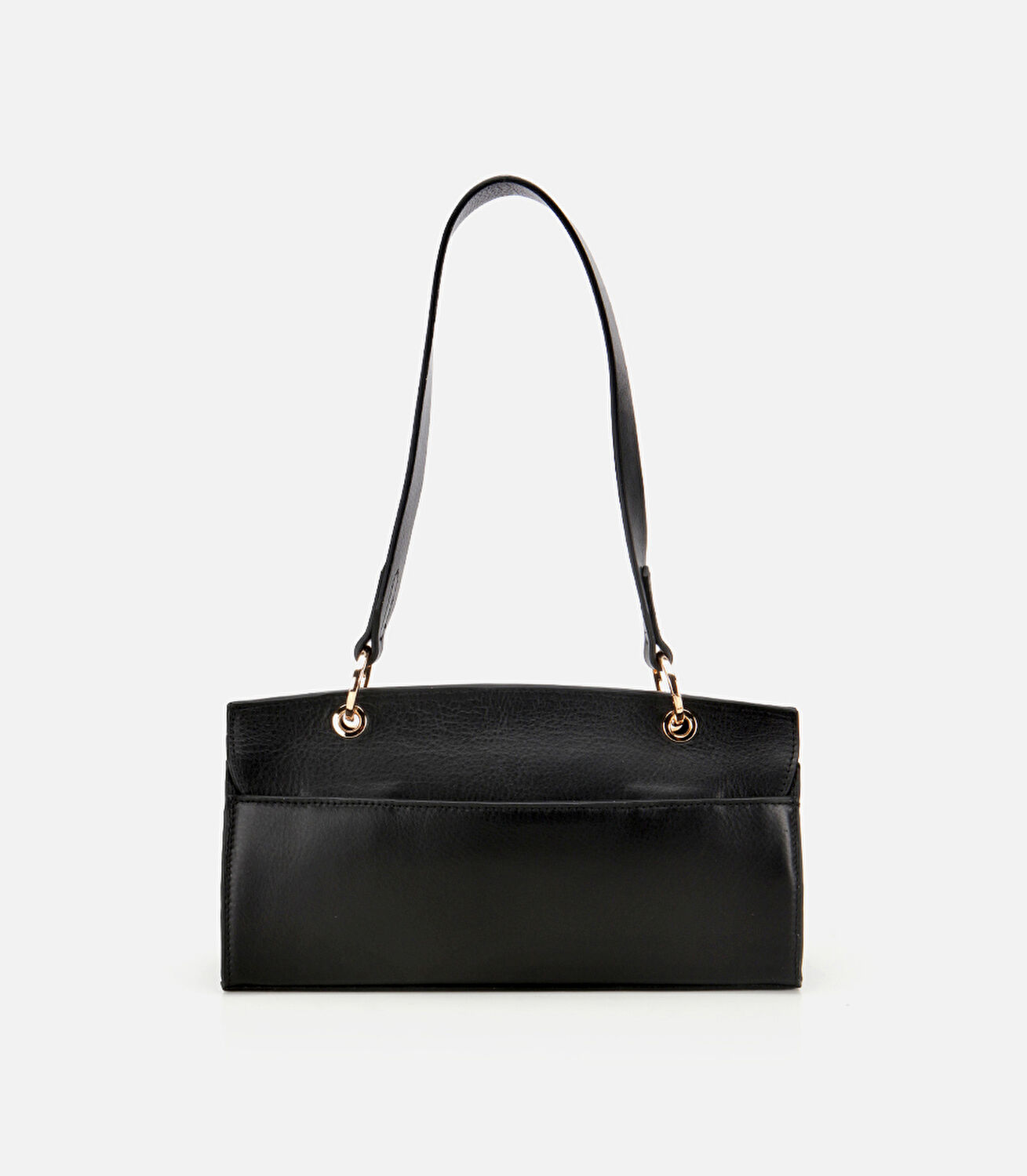 Kadın Deri Siyah Kilit Detaylı Omuz Çantası