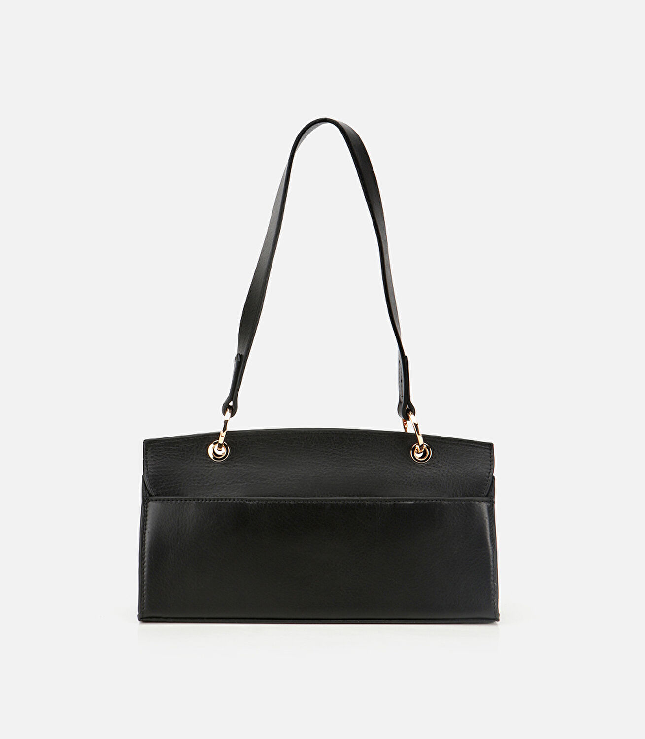 Kadın Deri Siyah Kilit Detaylı Omuz Çantası