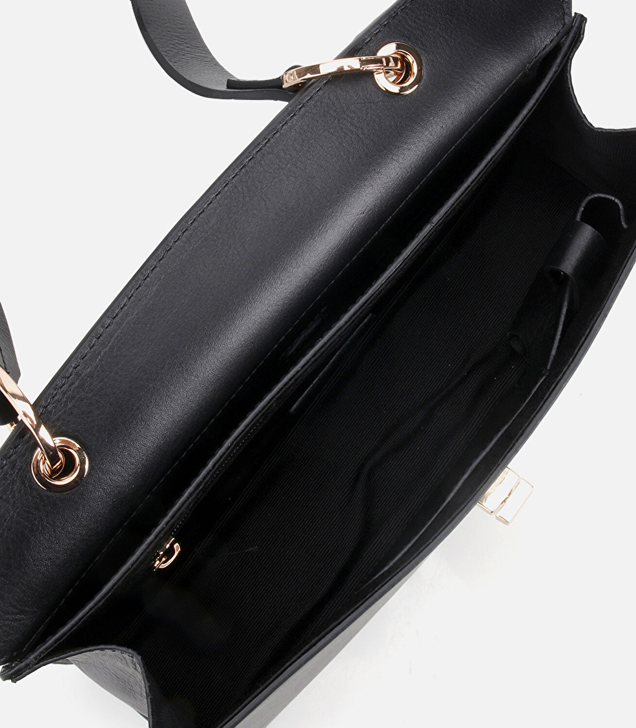 Kadın Deri Siyah Kilit Detaylı Omuz Çantası