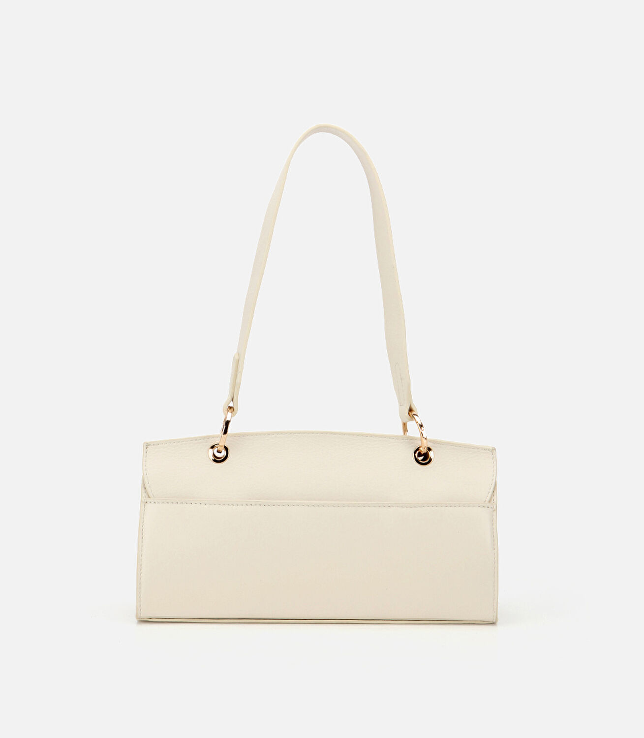 Kadın Deri Ekru Kilit Detaylı Omuz Çantası