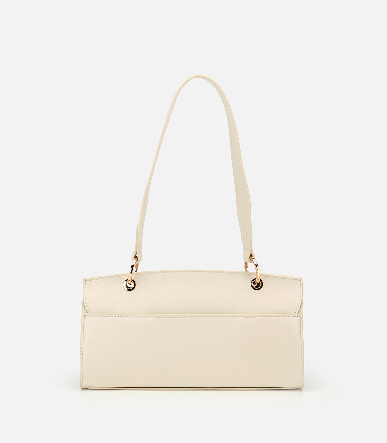 Kadın Deri Ekru Kilit Detaylı Omuz Çantası