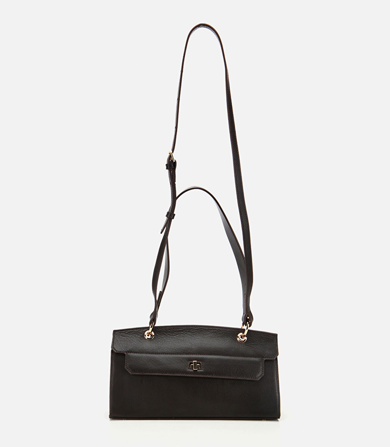 Kadın Deri Kahverengi Kilit Detaylı Omuz Çantası