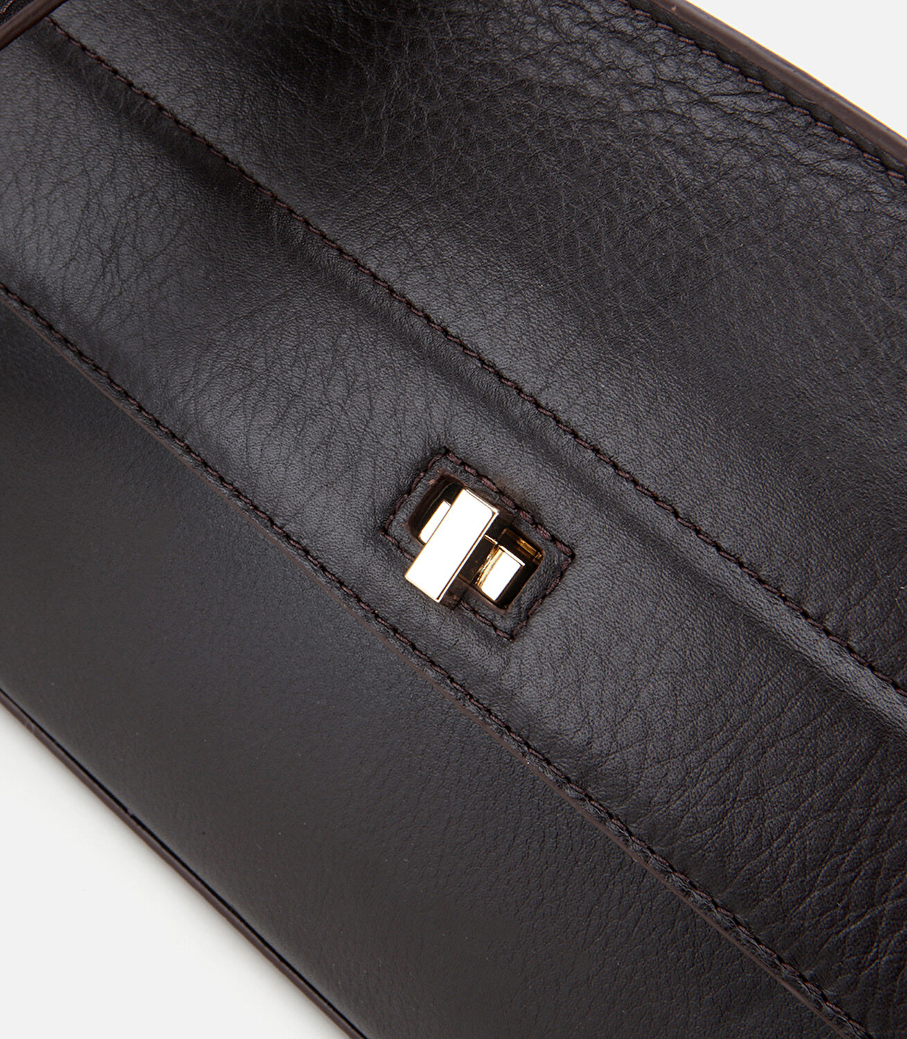 Kadın Deri Kahverengi Kilit Detaylı Omuz Çantası