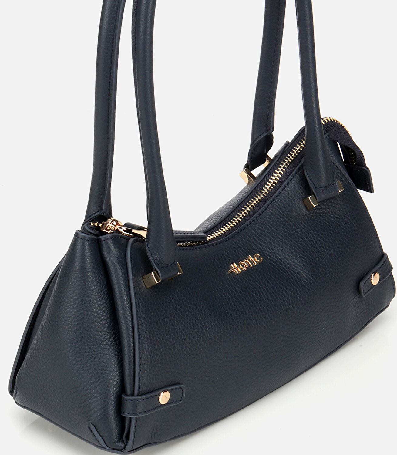 Kadın Deri Lacivert Bowling Omuz Çantası