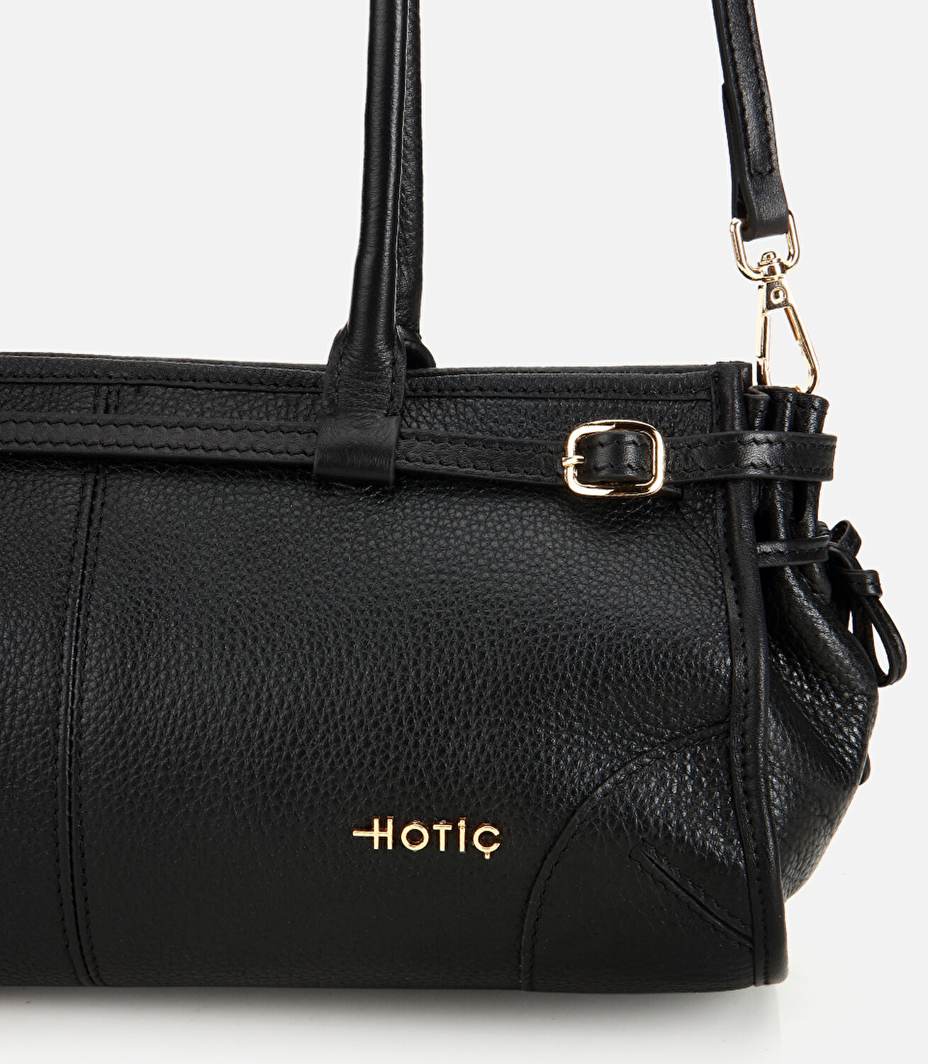 Kadın Deri Siyah Bowling Omuz Çantası