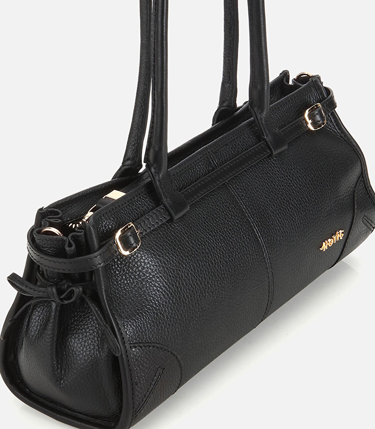 Kadın Deri Siyah Bowling Omuz Çantası